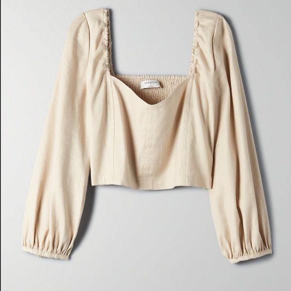 Aritzia Tops - 🌟 Host Pick 🌟 Aritzia Wilfred Hadwyn Blouse, Size Small, Colour Tan